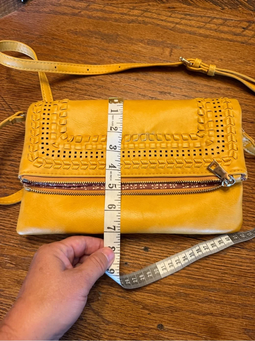 Moda Luxe Yellow Woven-Trim Crossbody Bag